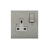 Horizon Square Switched Socket Outlet 1 gang 13 amp Satin Stainless Steel