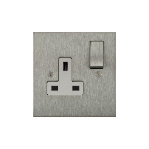 Horizon Square Switched Socket Outlet 1 gang 13 amp Satin Stainless Steel