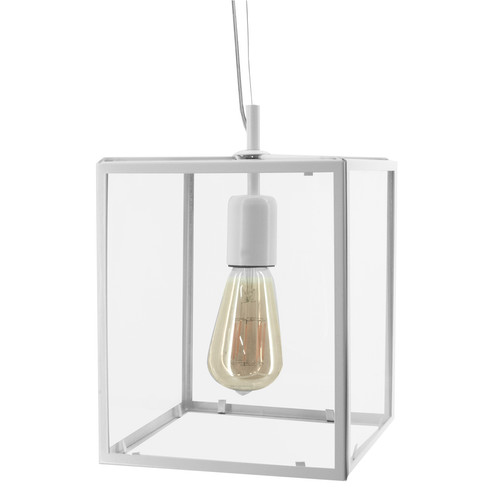 Opaco Small Clear Glass Pendant 240V White 1 x 60W