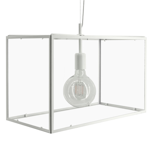 Opaco Large Clear Glass Pendant Light 240V White 1 x 60W