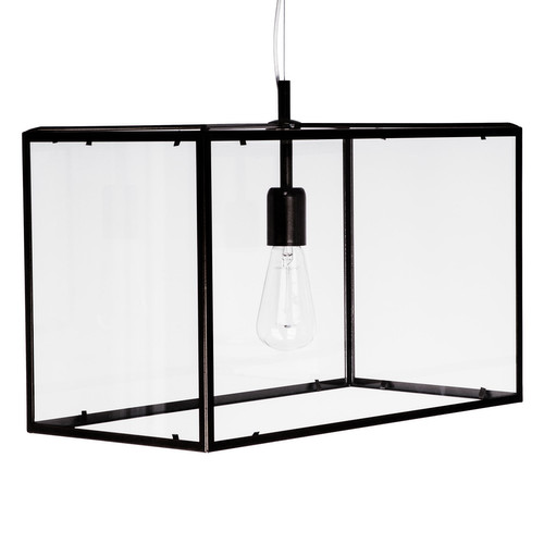 Opaco Large Clear Glass Pendant Light 240V Black 1 x 60W