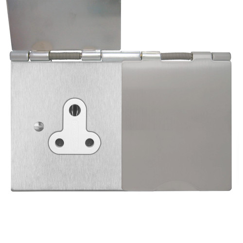 Horizon Square Floor Socket 2 gang 5 amp unswitched Satin Stainless Steel