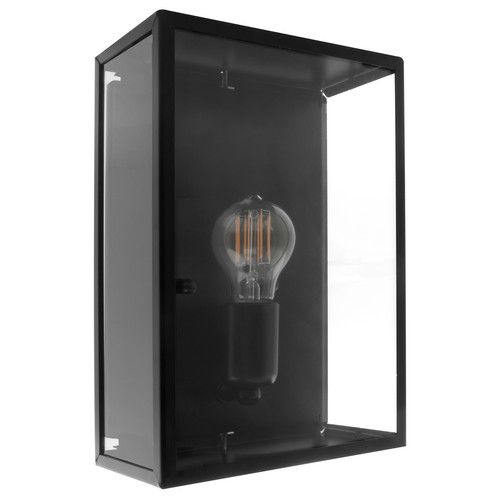 Opaco Clear Glass Wall Light 240V Black 1 x 60W