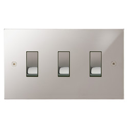Horizon Square Rocker Switch 3 gang 20 amp 2 way Polished Stainless Steel