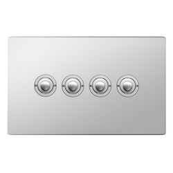 Horizon Square Push Button Switch 4 gang Polished Chrome