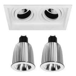 Rock 'n' Roll Square Downlight Reality GU10 LED Warm White (3000K) 2 x 7W (=150W) 24°