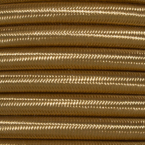Braided Cloth 3 Core Round Flex Cable 0.75mm² Old Gold