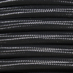 Braided Cloth 3 Core Round Flex Cable 0.75mm² Black