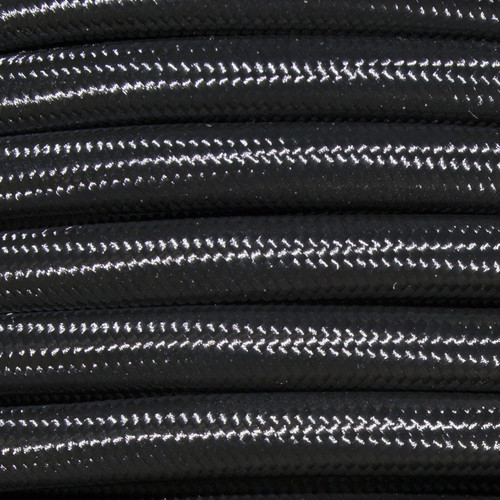 Braided Cloth 3 Core Round Flex Cable 0.75mm² Black
