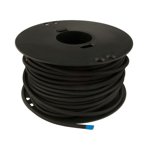 Braided Cloth Round Flex 3 Core Cable 100M 0.75mm² Black