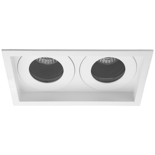 Rock 'n' Roll Double Square Fixed IP55 Black Baffle Downlight GU10 240V 2 x 35W White