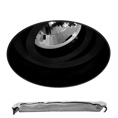 Trimless Round Adjustable Downlight LED GU10 Emergency Pack with LiFePO4 Lithium Battery Kit Black 9W