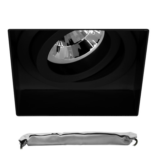 Trimless Square Adjustable Downlight LED GU10 Emergency Pack with LiFePO4 Lithium Battery Kit Black 9W