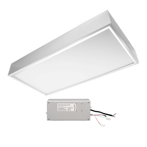 LED Panel Surface Box Emergency Kit 24V 600 x 300mm 3000K Warm White 30W