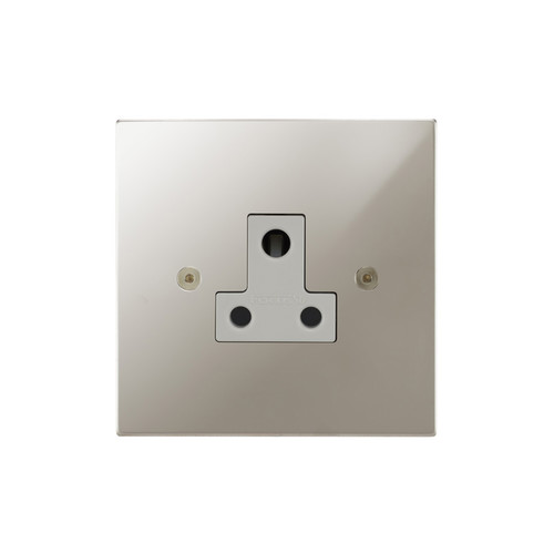 Horizon Square Wall Socket 1 gang 5 amp unswitched socket outlet Polished Nickel