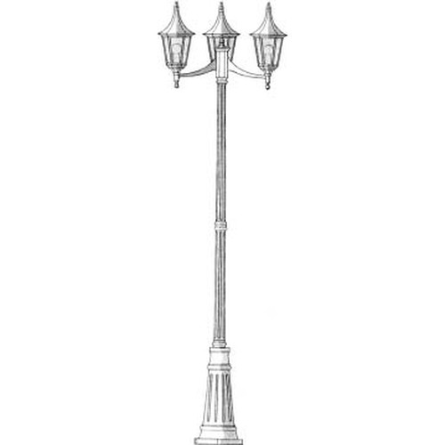 Lantern Lamp Post Triple Large 240V 3 x 100W White