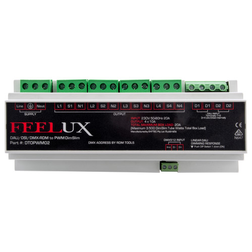 Feelux DIN Rail DALI / DSI / DMX to PWM Translator White 3500W