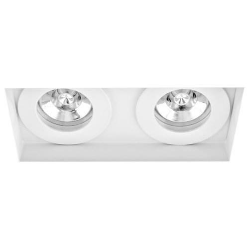 Trimless Double Square Fixed Clear Glass Downlight IP55 GU10 240V White 100W