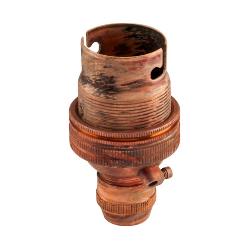 Unswitched Lamp Holder with Cord Grip 13mm Rusted Copper BC / B22