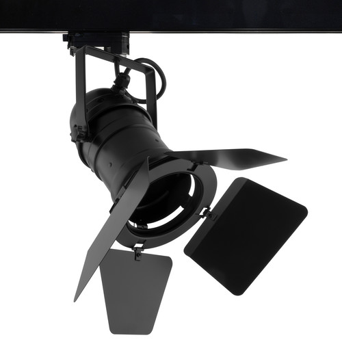 PAR30 Theatre Three Circuit Track Light + Barn Door 240V 100W Black