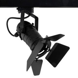 PAR20 Theatre Three Circuit Track Light + Barn Door 240V 50W Black