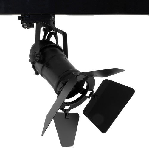 GU10 Theatre Three Circuit Track + Barn Door Light 240V 50W Black
