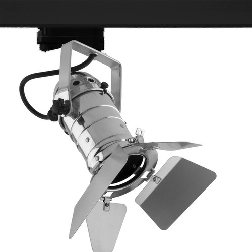 GU10 Theatre Three Circuit Track + Barn Door Light 240V 50W Chrome