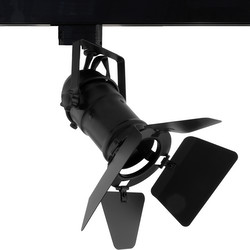 GU10 Theatre Track + Barn Door 240V 50W Black
