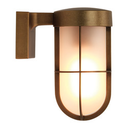 Cabin Frosted Outdoor Garden Lantern Wall Light 60W Antique Brass