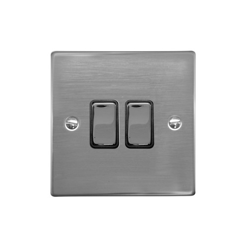 Rocker Switch 2 gang intermediate Polished Stainless