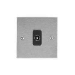 TV Socket 1 gang television co-axial Satin Stainless