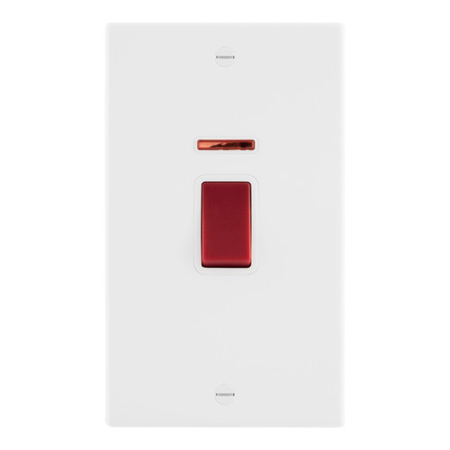 Cooker Switch 1 gang plate 45 amp cooker neon Matt White