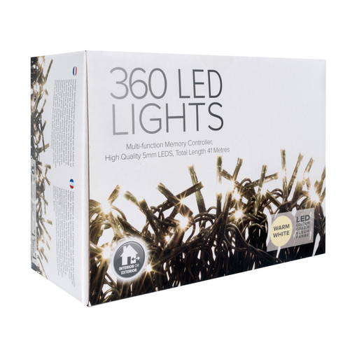 LED Twinkle String Fairy Lights with Controller 36m, 360 5mm Lights, Indoor/Outdoor, 31V Warm White Green Cable