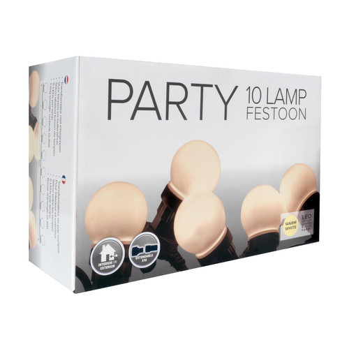 LED Party Festoon Lights 5m 240V Frosted Warm White Lamp Black Cable