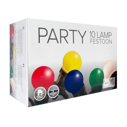 LED Party Festoon Lights 5m 240V Multi-Coloured Opal Lamp Black Cable