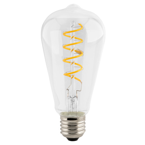 LED Carbon Filament Light Bulb Spiral 64mm 280lm Dimmable ES 4W