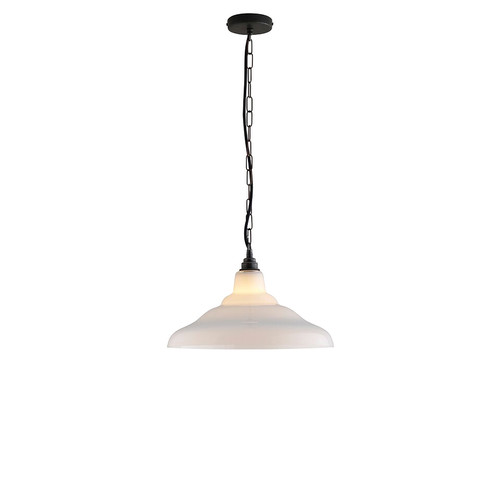 Medium Opal Glass School Pendant Opal 60W