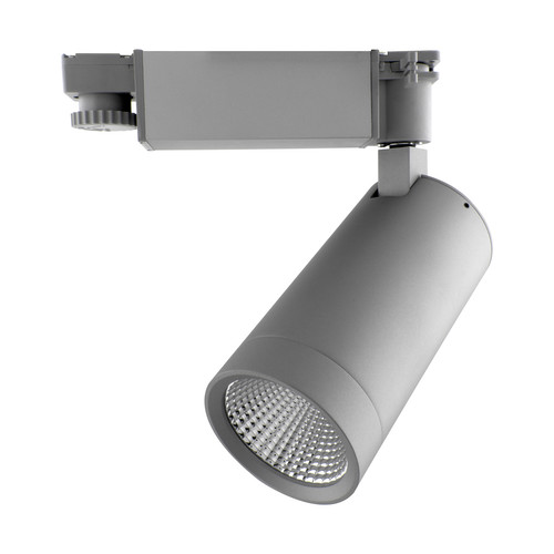 Tube Dimmable LED Track Light 3 Circuit 25W 20° Beam Angle Silver 3000K Warm White