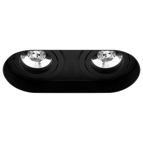 Trimless Double Round Adjustable Downlight GU10 240V Black 2 x 50W
