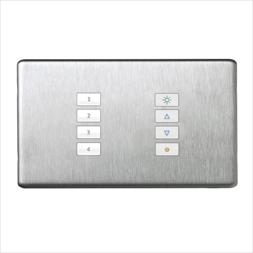SceneStyLED4 Kit Brushed Stainless Steel Plate White Buttons