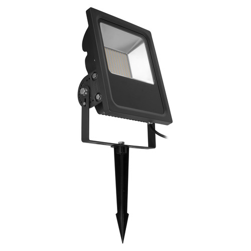 LED Black Outdoor Garden Floodlight Spike 240V 80W (=800W) 3000K Warm White