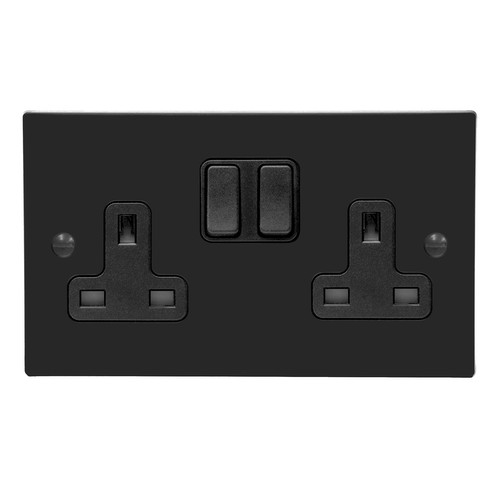 Switched Socket Outlet 2 gang 13 amp Matt Black