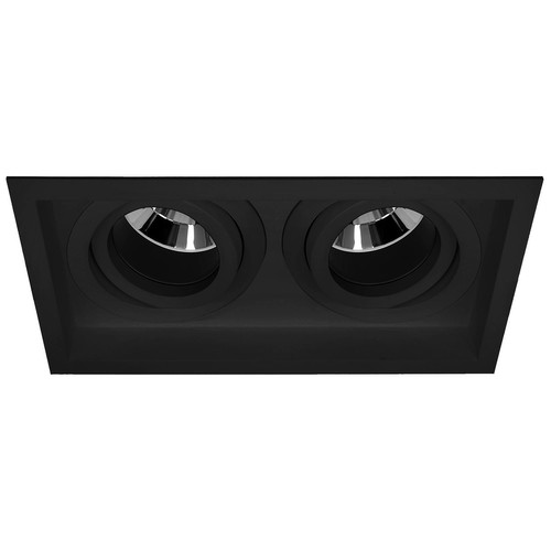 Rock 'n' Roll Double Square Adjustable Black Baffle Downlight GU10 240V 2 x 35W Black