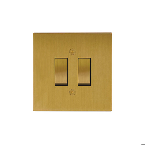 Horizon Square Rocker Switch 2 gang 20 amp 2 way Satin Brass