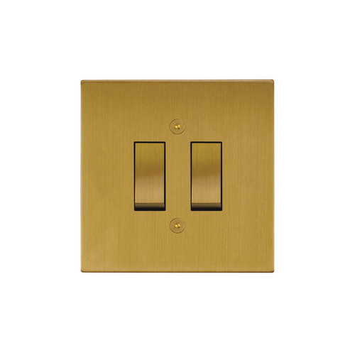 Horizon Square Rocker Switch 2 gang 20 amp intermediate Satin Brass