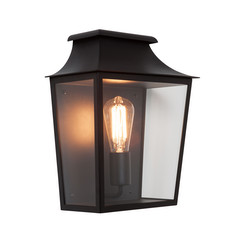 Richmond 285 Clear Glass Outdoor Garden Wall Light 240V 60W Black