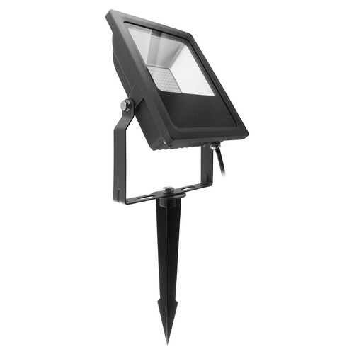 LED Black Outdoor Garden Floodlight Spike 240V 30W (=300W) Blue