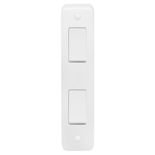 Architrave Switch 2 Gang 10A 2 Way 2W White