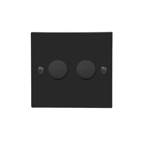 Dimmer Switch 2 gang 400W Matt Black