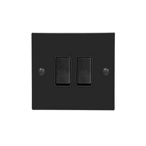 Rocker Switch 2 gang 10 amp Matt Black